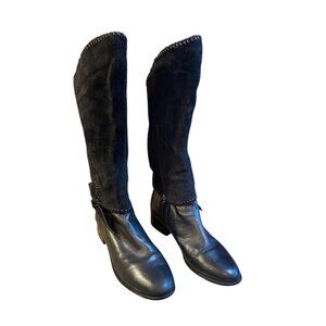 Lisa LeCroy Black Leather Convertible Boots 2 in 1 Suede Shaft Size 10